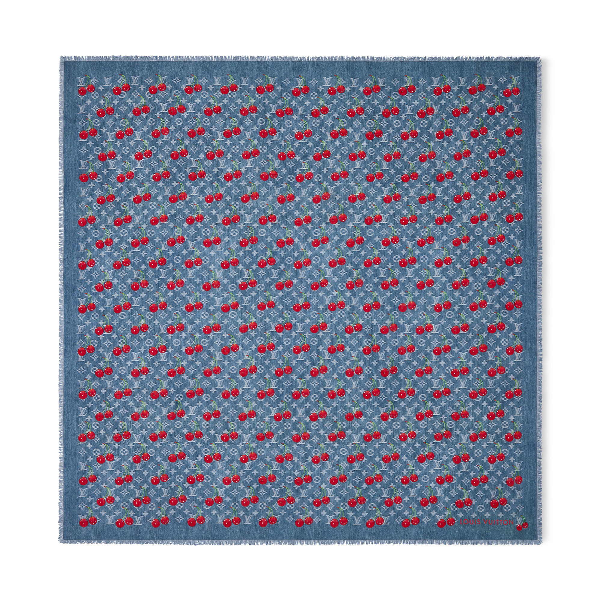 LV x TM Denim Cerise Shawl - Luxury S00 Blue | LOUIS VUITTON
